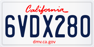 CA license plate 6VDX280