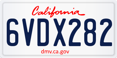 CA license plate 6VDX282