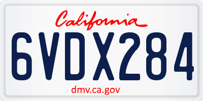 CA license plate 6VDX284