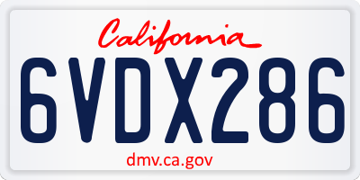 CA license plate 6VDX286