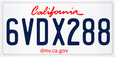 CA license plate 6VDX288