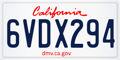 CA license plate 6VDX294
