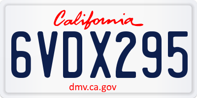 CA license plate 6VDX295