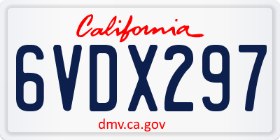 CA license plate 6VDX297