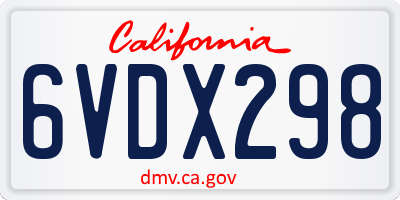 CA license plate 6VDX298