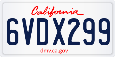 CA license plate 6VDX299