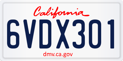 CA license plate 6VDX301