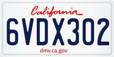 CA license plate 6VDX302