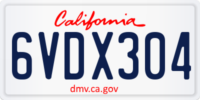 CA license plate 6VDX304
