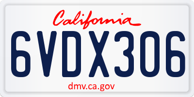 CA license plate 6VDX306