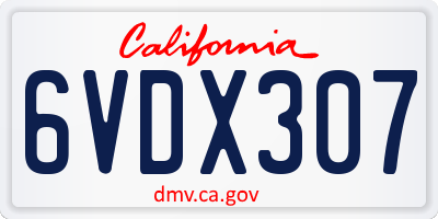 CA license plate 6VDX307