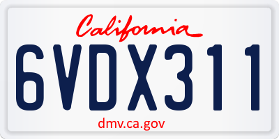 CA license plate 6VDX311