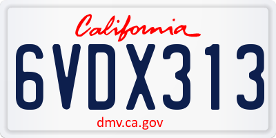 CA license plate 6VDX313