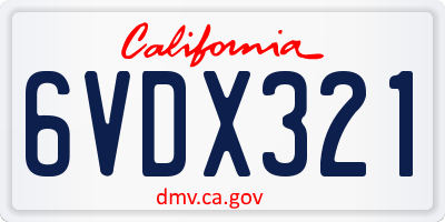 CA license plate 6VDX321