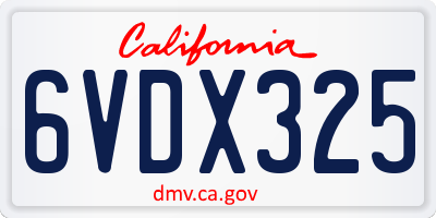 CA license plate 6VDX325