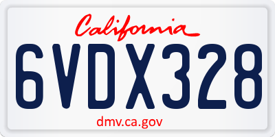 CA license plate 6VDX328