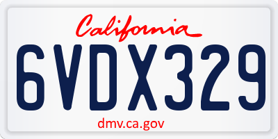 CA license plate 6VDX329
