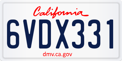 CA license plate 6VDX331