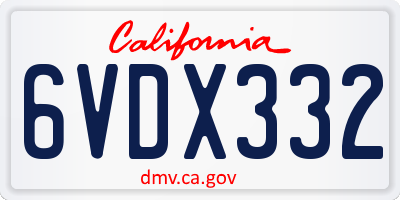 CA license plate 6VDX332