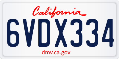 CA license plate 6VDX334