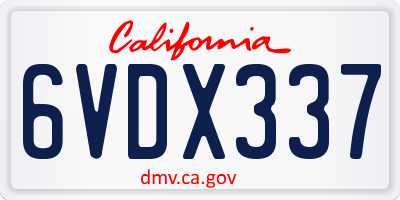 CA license plate 6VDX337
