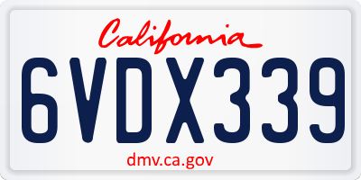 CA license plate 6VDX339