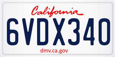 CA license plate 6VDX340