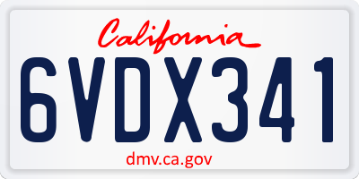 CA license plate 6VDX341