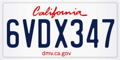 CA license plate 6VDX347