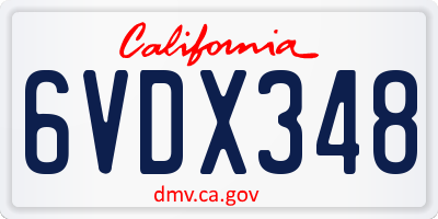 CA license plate 6VDX348