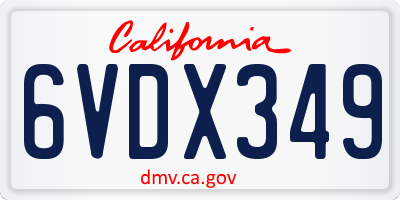 CA license plate 6VDX349