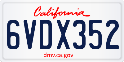 CA license plate 6VDX352