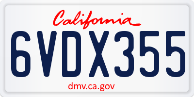 CA license plate 6VDX355