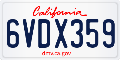 CA license plate 6VDX359