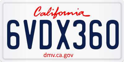 CA license plate 6VDX360