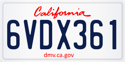 CA license plate 6VDX361