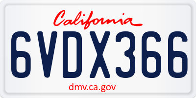 CA license plate 6VDX366
