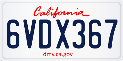CA license plate 6VDX367