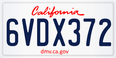 CA license plate 6VDX372