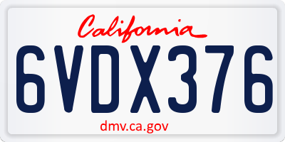 CA license plate 6VDX376