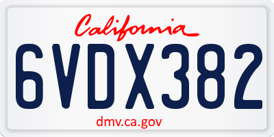 CA license plate 6VDX382