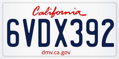 CA license plate 6VDX392