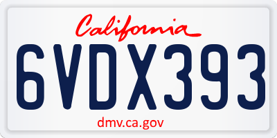 CA license plate 6VDX393