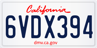 CA license plate 6VDX394