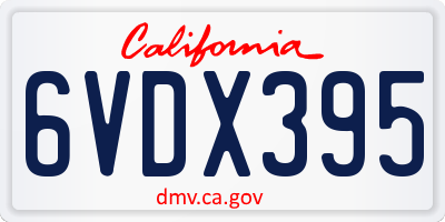 CA license plate 6VDX395