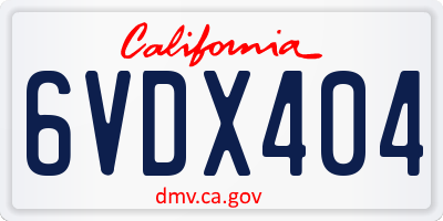 CA license plate 6VDX404