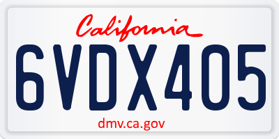 CA license plate 6VDX405