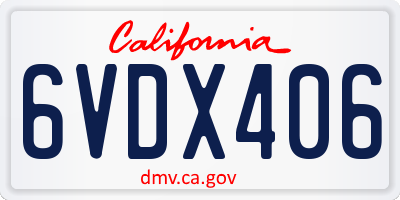 CA license plate 6VDX406