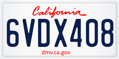 CA license plate 6VDX408