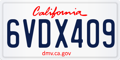 CA license plate 6VDX409